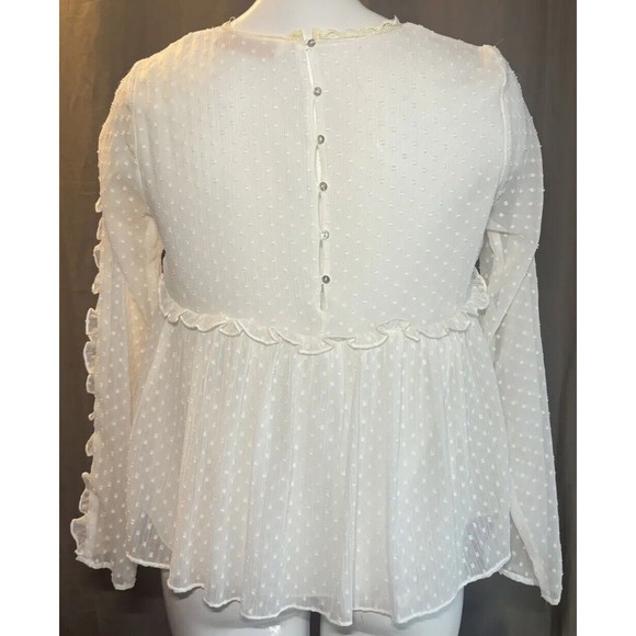 ZARA Trafaluc Collection Boho Top Embroidered Floral Peplum Ruffled Size Small - Picture 3 of 15